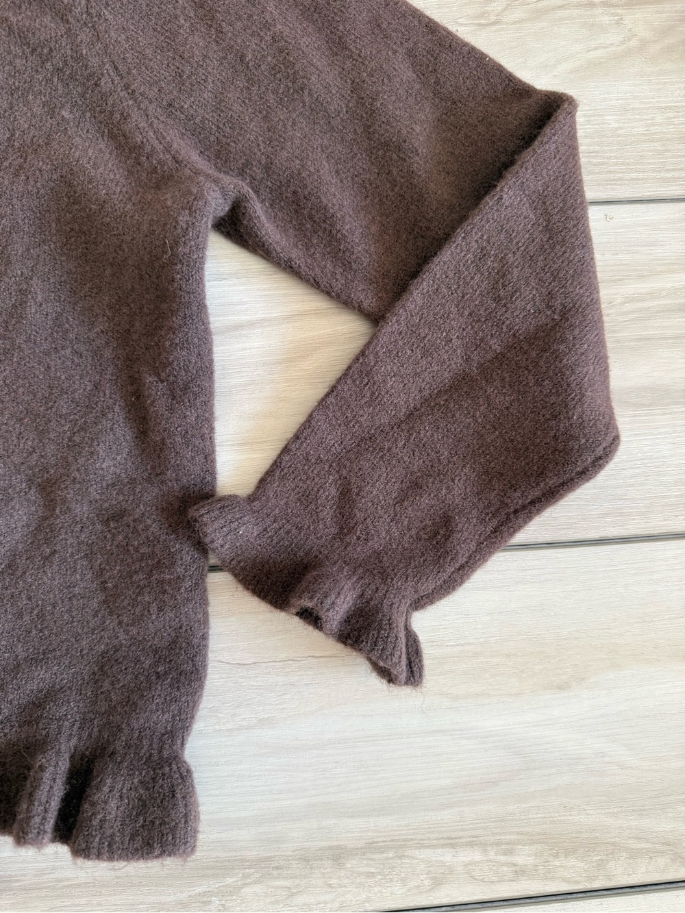 ZARA Ruffle Knit Sweater Brown XL NWT - Picture 9 of 14